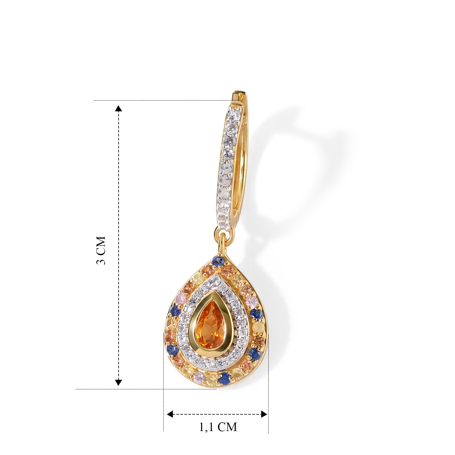 D'Joy Mehrfarbig Saphir Ohrringe 925 Silber 750 Gelbgold vermeil ca. 1,78 ct.