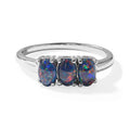 D'Joy Boulder Opal Triplette Ring 925 Silber Rhodiniert (Größe 17.00) ca. 1,20 ct