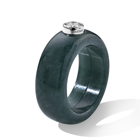 LUXURIANT DIAMOND - AA Olmek Jadeit, Lab Grown Diamant Ring 925 Silber Rhodiniert (Größe 16.00) ca. 7,75 ct