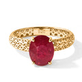D'Joy AAA Afrikanischer Rubin (Fissure gefüllt) Ring 925 Silber 750 Gelbgold vermeil (Größe 17.00) ca. 3,00 ct