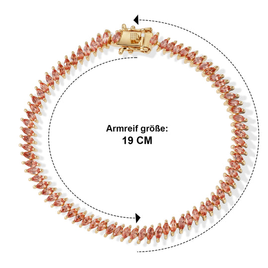 D'Joy AA Padparadscha Saphir Armband ca. 19 cm 925 Silber 750 Gelbgold vermeil ca. 7,10 ct.