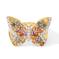 D'Joy Mehrfarbig Saphir Ring 925 Silber 750 Gelbgold vermeil (Größe 17.00) ca. 3,11 ct