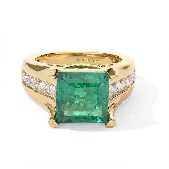 EVER TRUE Smaragd-Quarz Triplette, Weißer Zirkon Ring Reine Bronze (Größe 21.00) ca. 7,23 ct