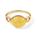 D'Joy Natürlicher Bernstein Ring 925 Silber Vergoldet (Größe 16.00)