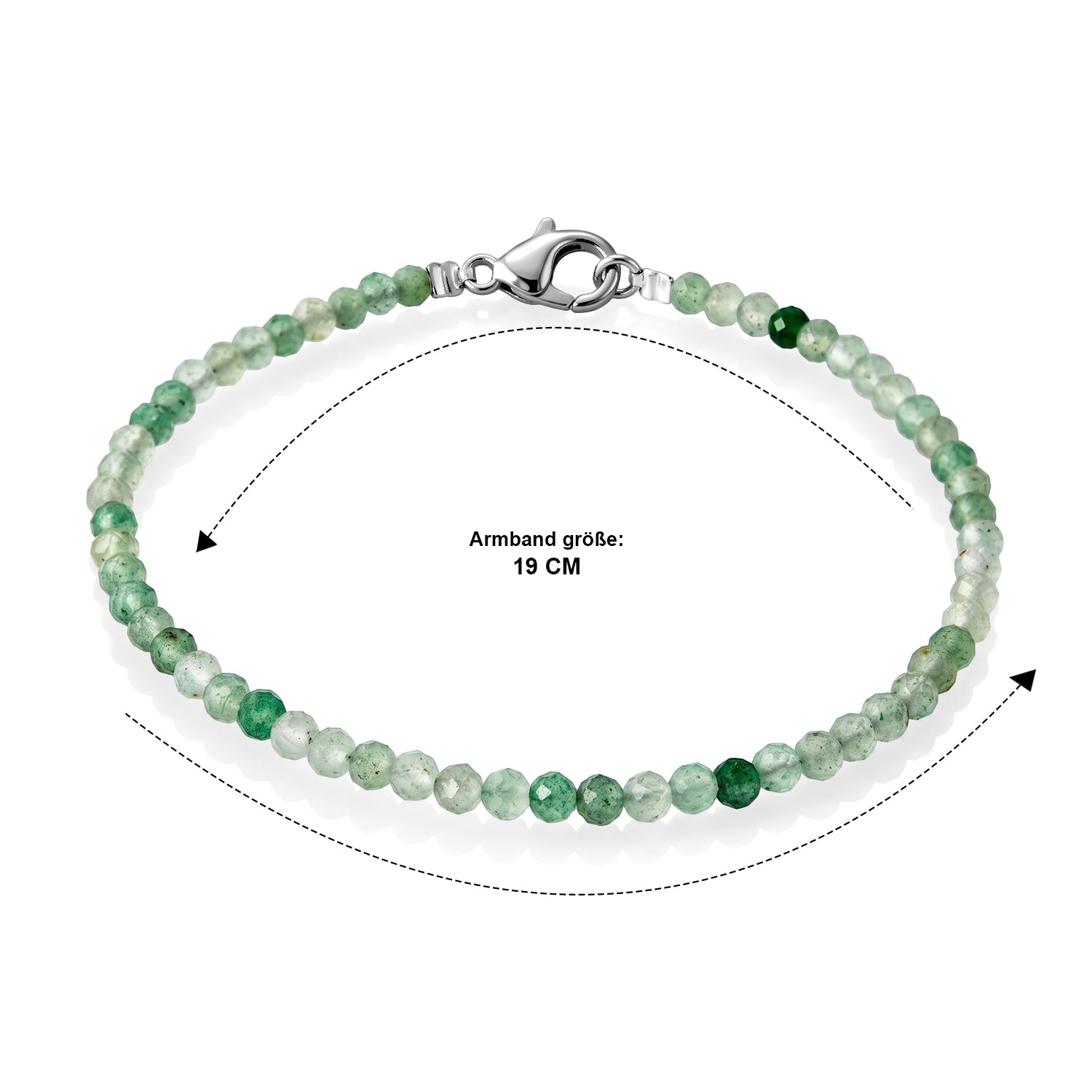 EVER TRUE Grüner Erdbeerquarz Armband ca. 19 cm 316L Edelstahl ca. 12,25 ct.