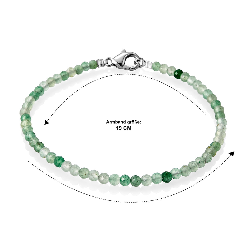 EVER TRUE Grüner Erdbeerquarz Armband ca. 19 cm 316L Edelstahl ca. 12,25 ct.