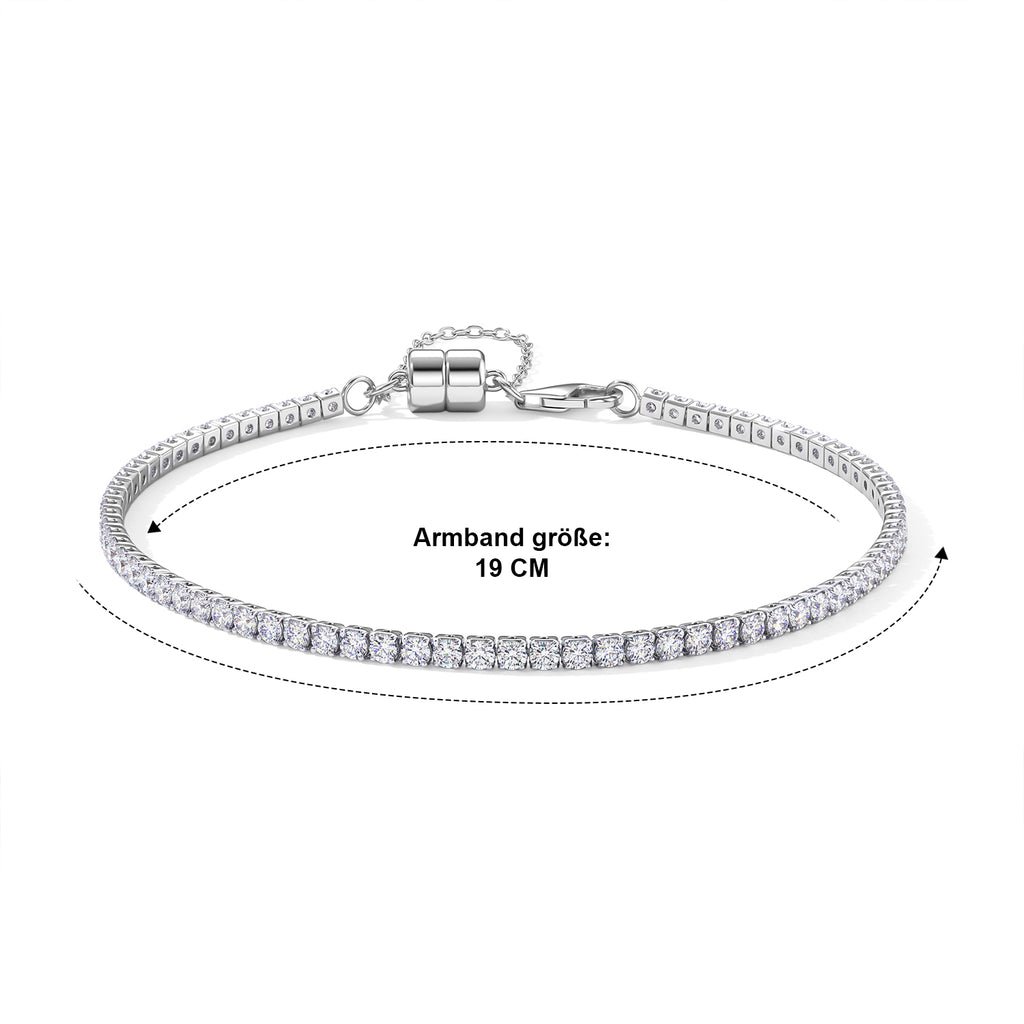 D'Joy 2,43 ct. Moissanit 19+5cm Armband mit Magnetverschluss, 925 Silber rhodiniert