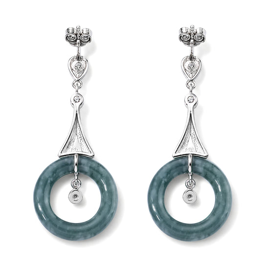 D'Joy 23,73 ct. Olmek Jadeit und Moissanit Ohrringe, 925 Silber rhodiniert