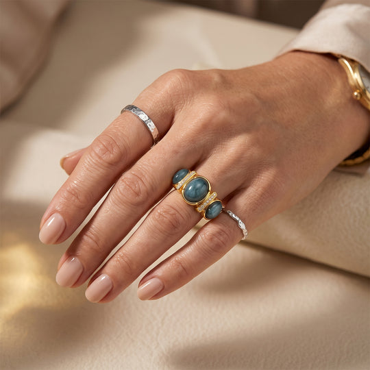 D'Joy Olmek Jadeit Ring 925 Silber Gelbgold Vermeil (Größe 17.00) ca. 5,00 ct