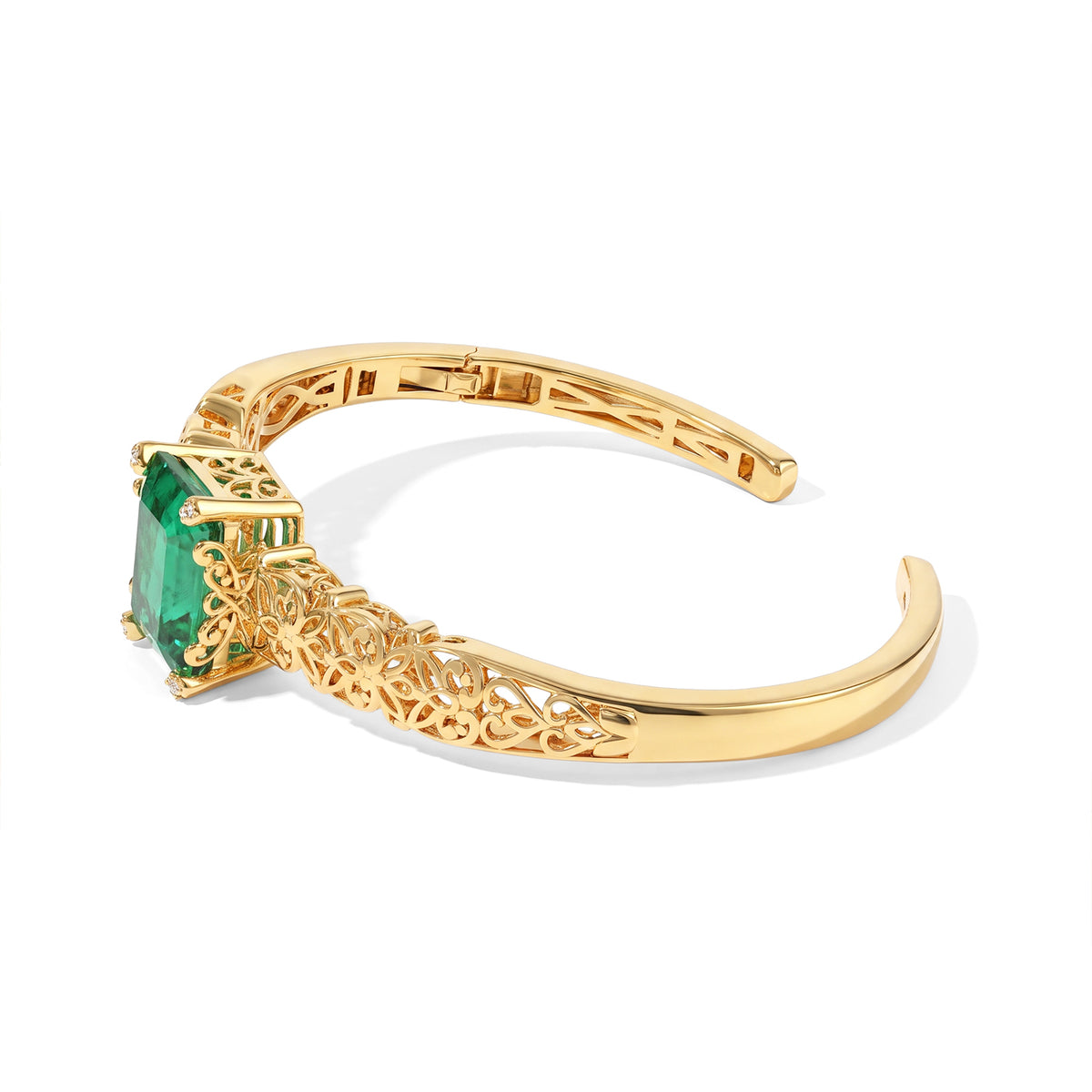 EVER TRUE Smaragd-Quarz Triplette, Weißer Zirkon Armreif ca. 19 cm Reine Bronze ca. 12.55 ct