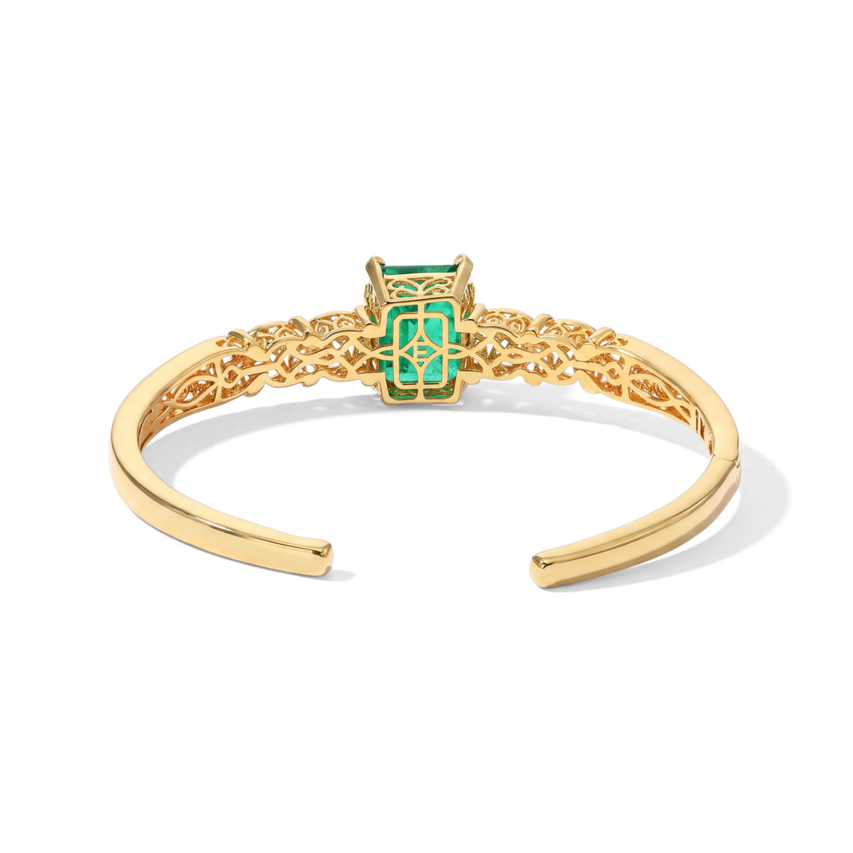 EVER TRUE Smaragd-Quarz Triplette, Weißer Zirkon Armreif ca. 19 cm Reine Bronze ca. 12.55 ct