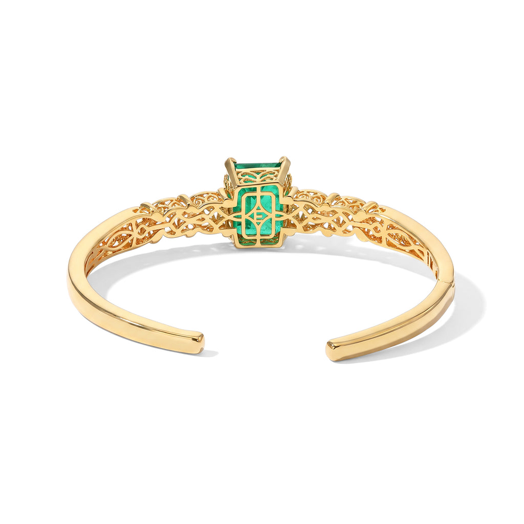 EVER TRUE Smaragd-Quarz Triplette, Weißer Zirkon Armreif ca. 19 cm Reine Bronze ca. 12.55 ct
