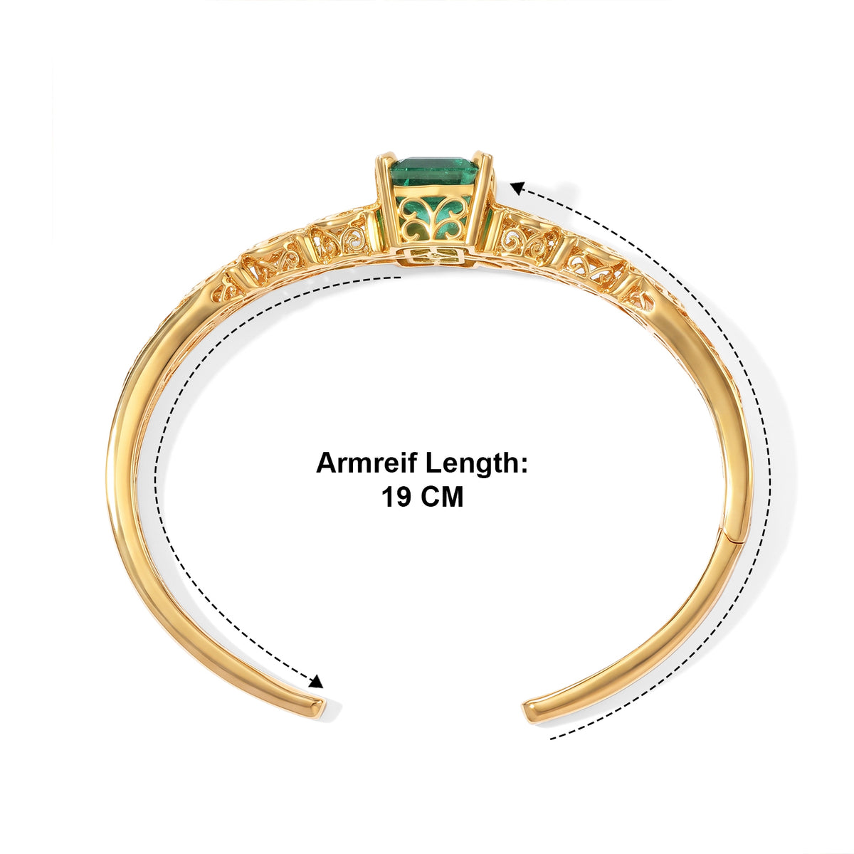 EVER TRUE Smaragd-Quarz Triplette, Weißer Zirkon Armreif ca. 19 cm Reine Bronze ca. 12.55 ct
