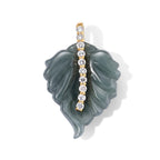 LUXURIANT DIAMOND - EXTREM SELTEN Olmek Jadeit, Lab Grown Diamant Anhänger 925 Silber Gelbgold Vermeil ca. 9.32 ct