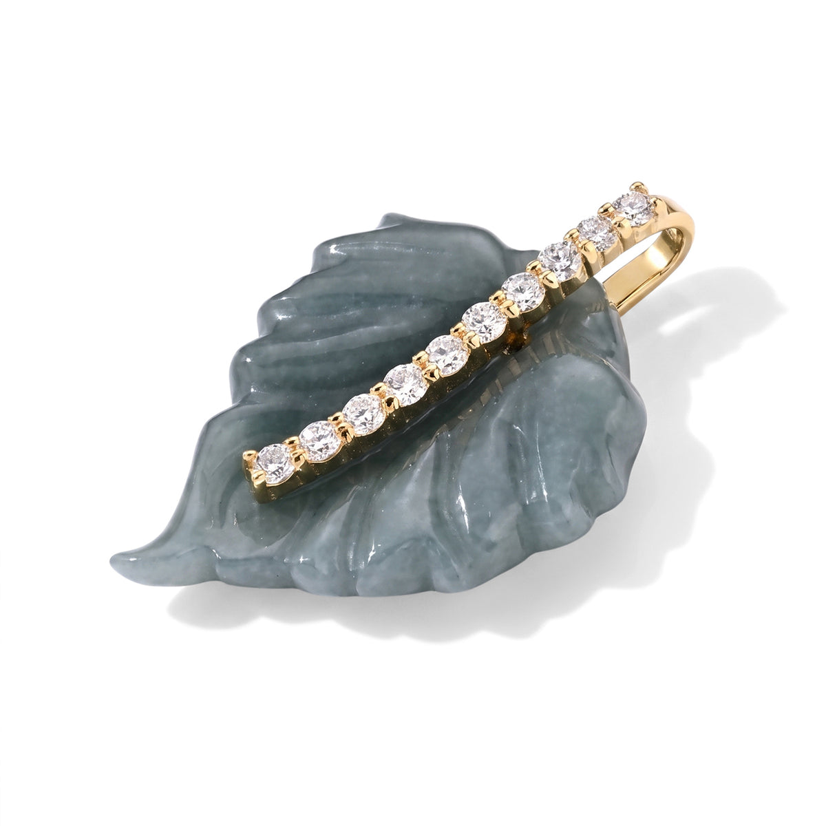 LUXURIANT DIAMOND - EXTREM SELTEN Olmek Jadeit, Lab Grown Diamant Anhänger 925 Silber Gelbgold Vermeil ca. 9.32 ct