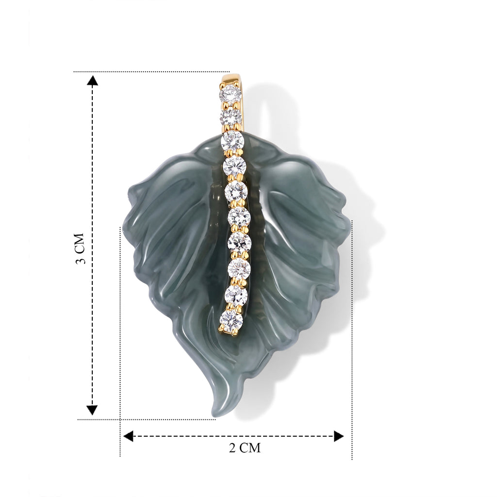 LUXURIANT DIAMOND - EXTREM SELTEN Olmek Jadeit, Lab Grown Diamant Anhänger 925 Silber Gelbgold Vermeil ca. 9.32 ct