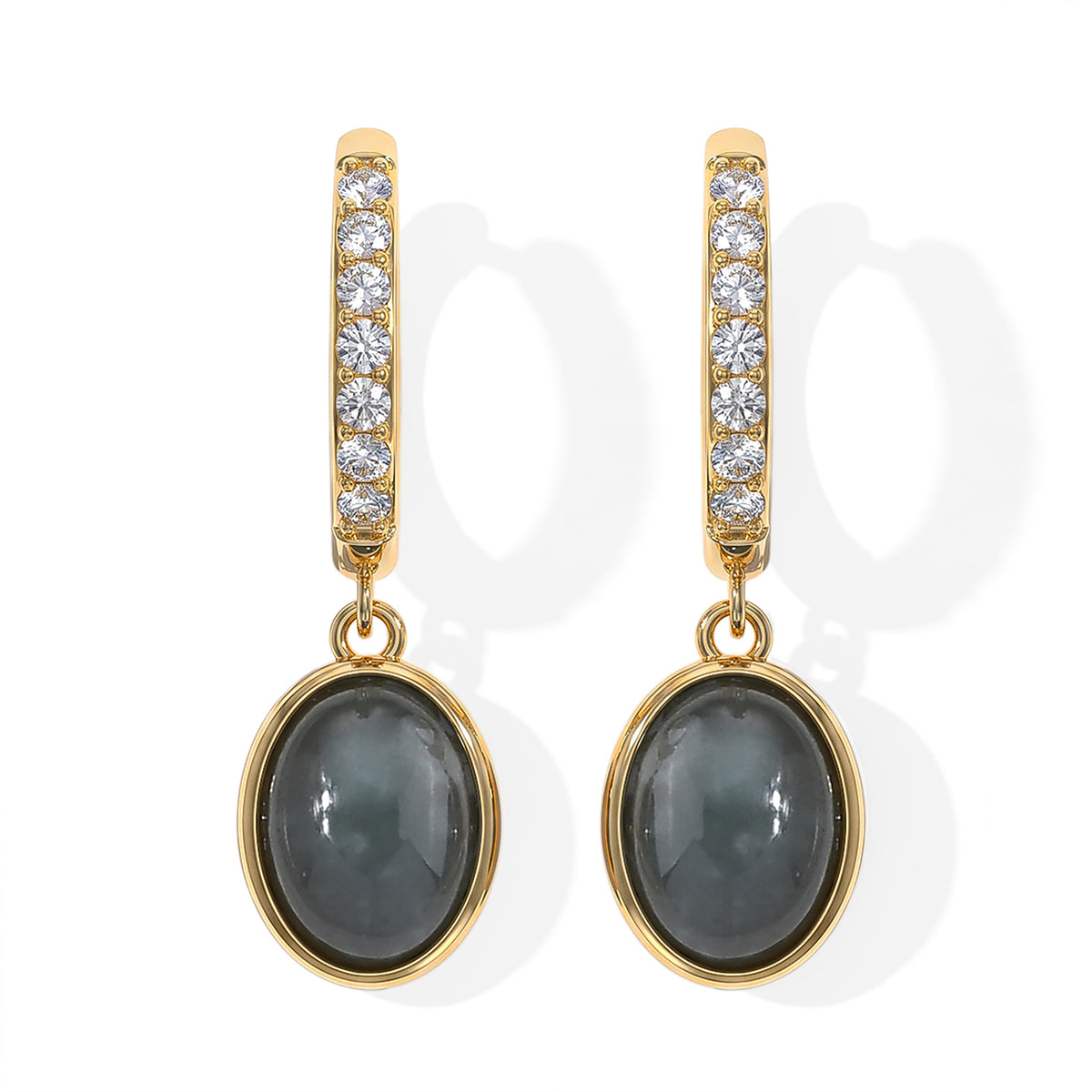LUXURIANT DIAMOND - AA Olmek Jadeit, Lab Grown Diamant Ohrringe 925 Silber Gelbgold Vermeil ca. 3,22 ct.