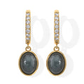 LUXURIANT 3,65 ct. Olmek Jadeit und Labor Diamant Ohrringe, 925 Silber 750 Gelbgold Vermeil