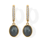 LUXURIANT 3,65 ct. Olmek Jadeit und Labor Diamant Ohrringe, 925 Silber 750 Gelbgold Vermeil