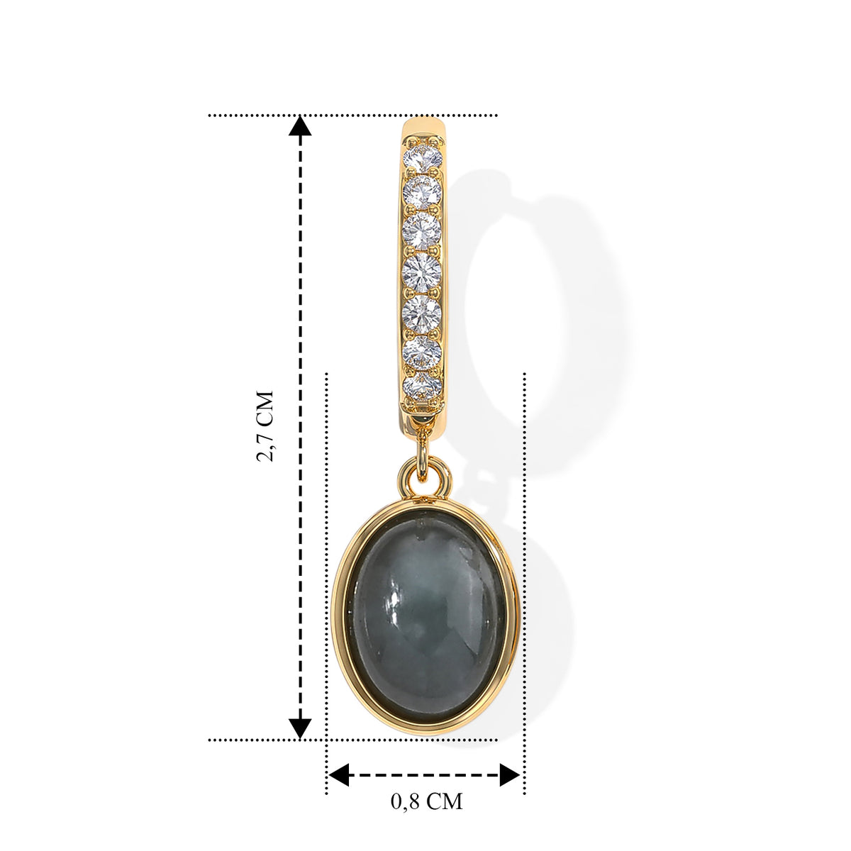 LUXURIANT 3,65 ct. Olmek Jadeit und Labor Diamant Ohrringe, 925 Silber 750 Gelbgold Vermeil