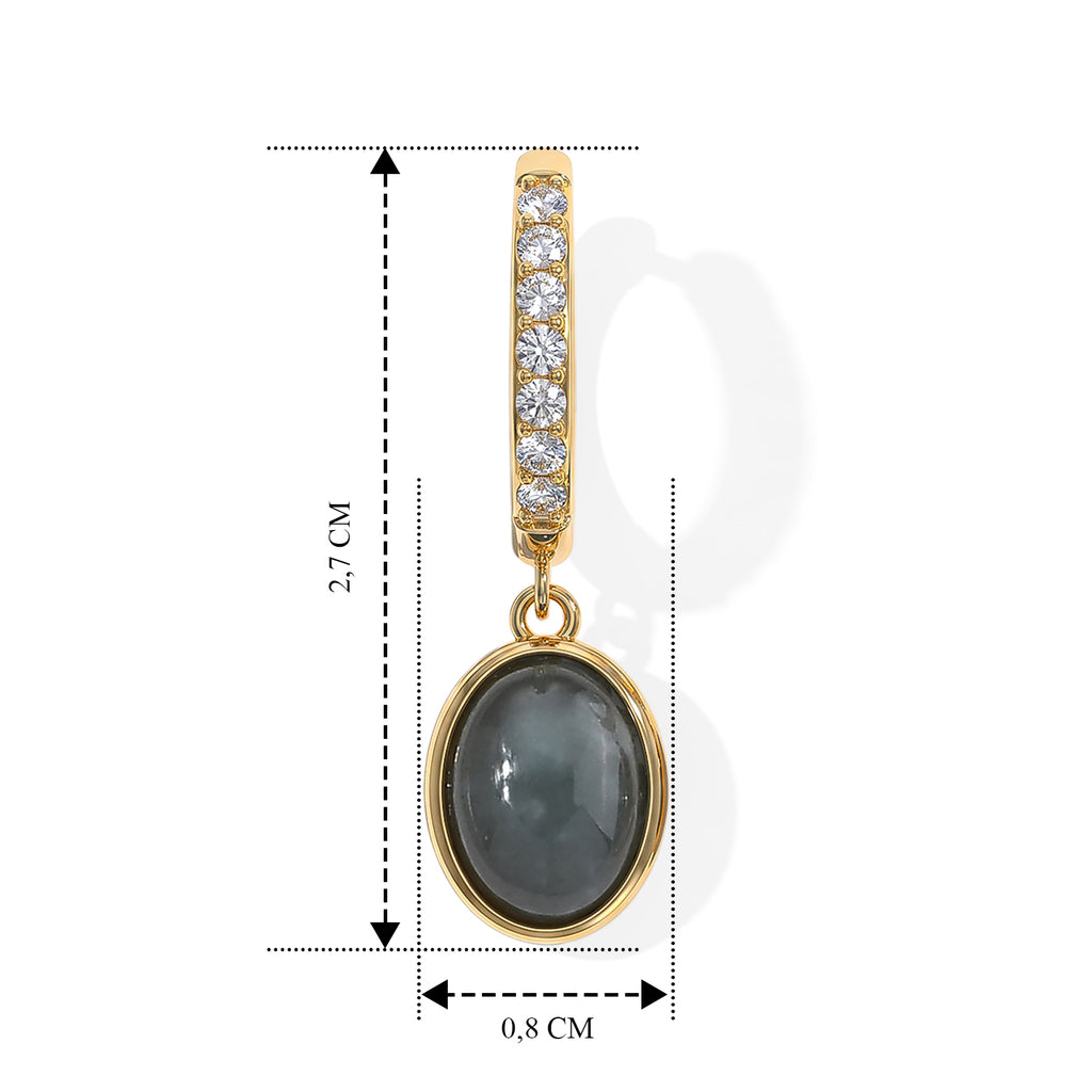 LUXURIANT 3,65 ct. Olmek Jadeit und Labor Diamant Ohrringe, 925 Silber 750 Gelbgold Vermeil