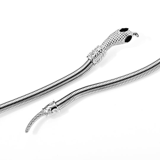 Schwarze Kristall-Schlangen flexible Halskette mit Cobra-Motiv, Eisen-Legierung in Goldton
