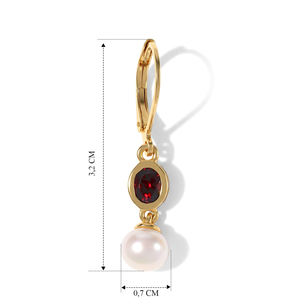 EVER TRUE Süßwasser Perle (6 mm), Mosambik Granat Ohrringe Reine Bronze 4.20 ct