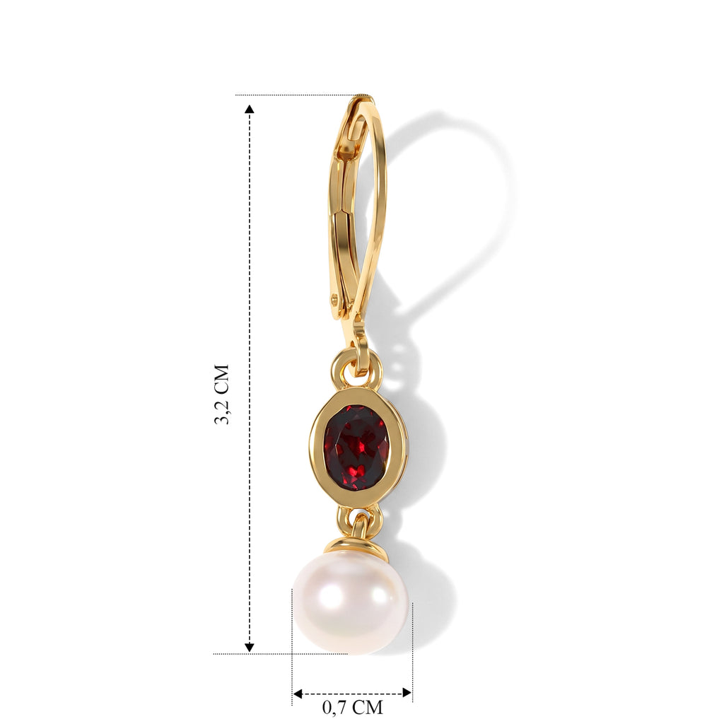 EVER TRUE Süßwasser Perle (6 mm), Mosambik Granat Ohrringe Reine Bronze 4.20 ct