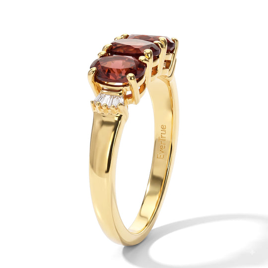 EVER TRUE Mosambik Granat, Weißer Diamant Ring Nickelfreies Messing (Größe 20.00) ca. 1,76 ct