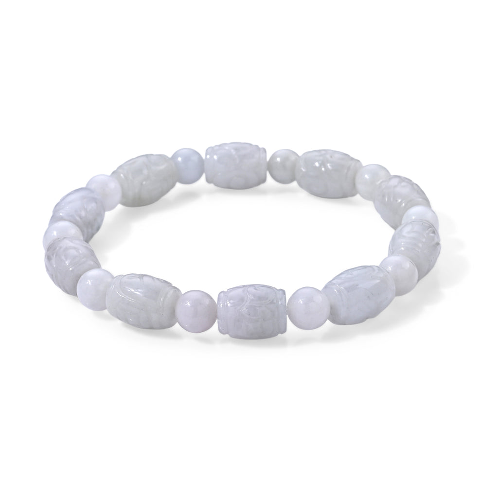 EXTREM SELTEN Natürliche Weiße Jadeit Jade Armband 18 cm ca. 120.00 ct