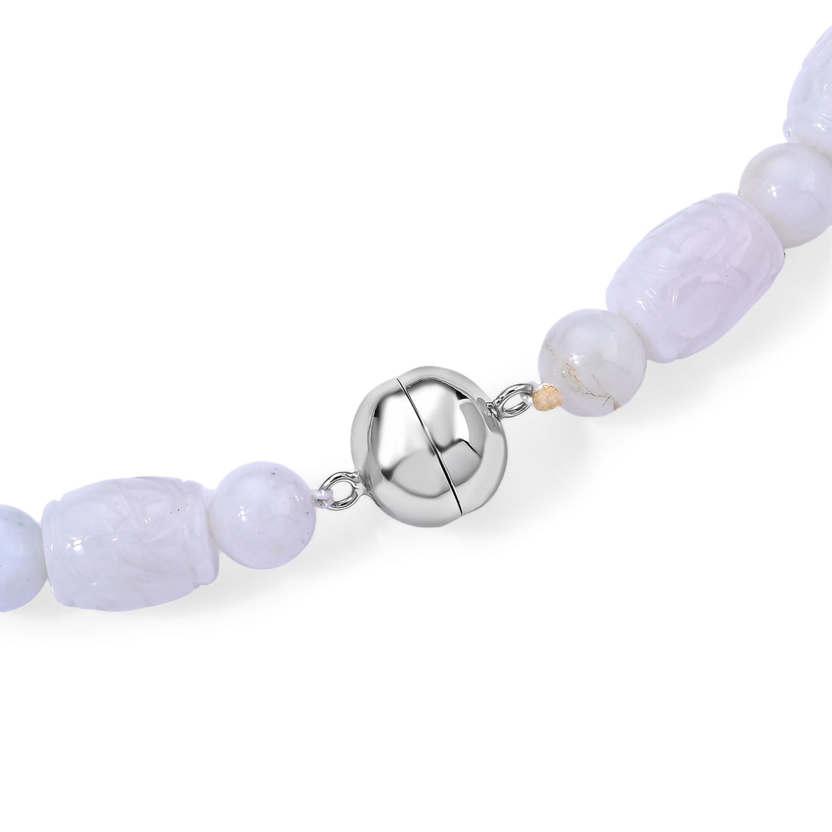 D'Joy EXTREM SELTEN Natürliche Weiße Jadeit Jade Halskette ca. 50 cm 925 Silber Rhodiniert ca. 380.00 ct