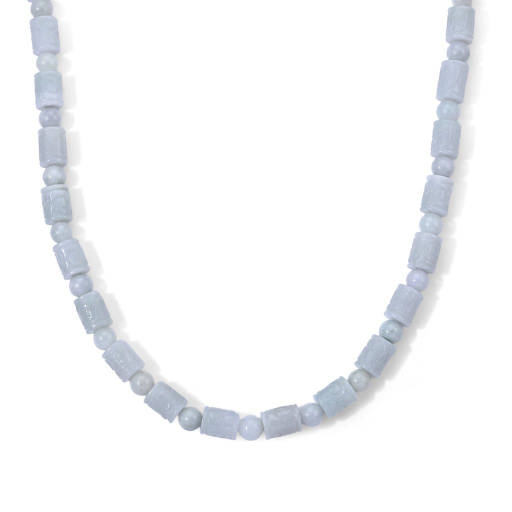 D'Joy EXTREM SELTEN Weiße Jade Halskette ca. 50 cm 925 Silber Rhodiniert ca. 430.00 ct