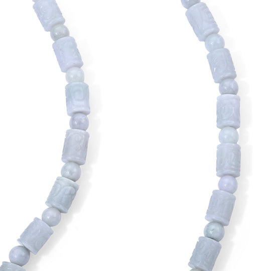 D'Joy EXTREM SELTEN Weiße Jade Halskette ca. 50 cm 925 Silber Rhodiniert ca. 430.00 ct