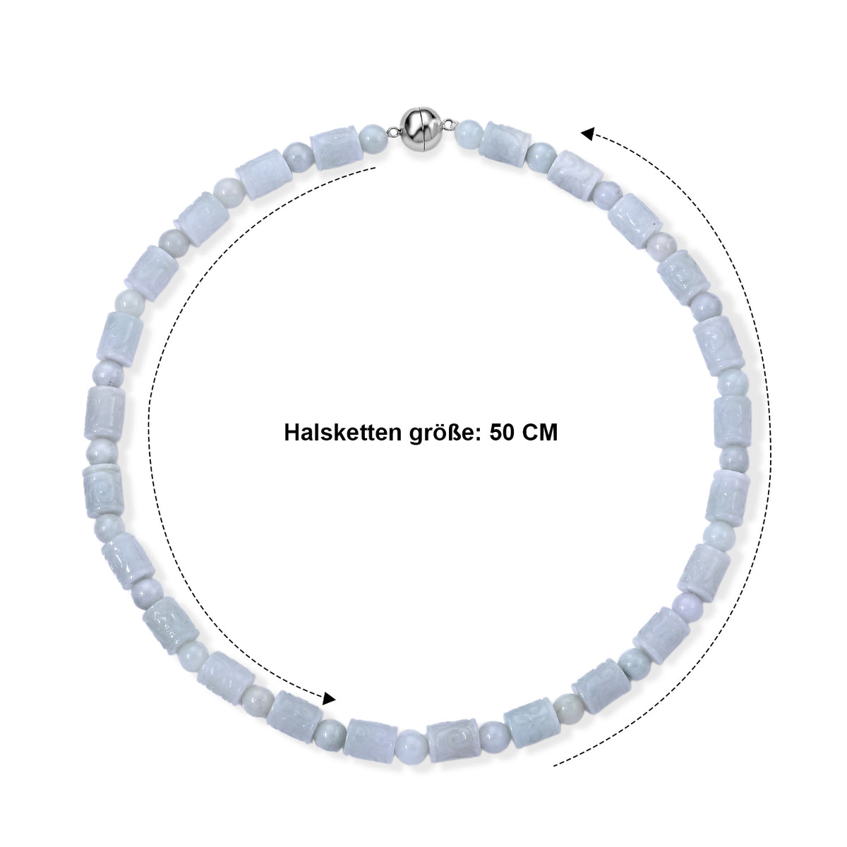 D'Joy EXTREM SELTEN Weiße Jade Halskette ca. 50 cm 925 Silber Rhodiniert ca. 430.00 ct