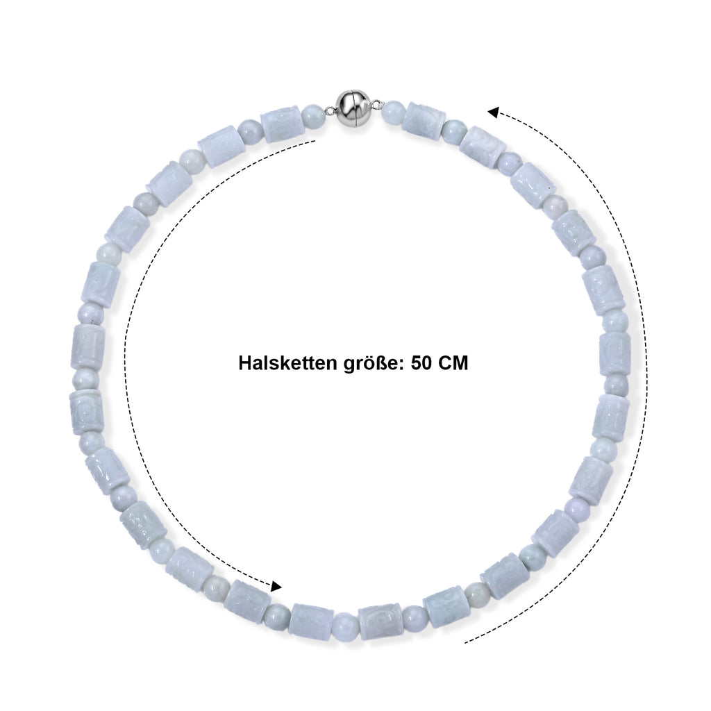 D'Joy EXTREM SELTEN Weiße Jade Halskette ca. 50 cm 925 Silber Rhodiniert ca. 430.00 ct