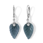 LUXURIANT 9,39 ct. Olmek Jadeit und Labor Diamant Blatt-Ohrringe, 925 Silber rhodiniert