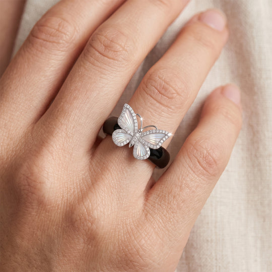 GP Trionfo Kollektion - Schwarze Jade, Weißer Zirkon, Blauer Saphir Ring 925 Silber Rhodiniert (Größe 18.00) ca. 22.42 ct