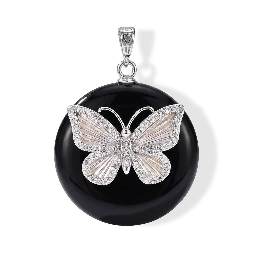 GP Trionfo Kollektion - Schwarze Jade, Blauer Saphir Anhänger 925 Silber Rhodiniert ca. 34.68 ct