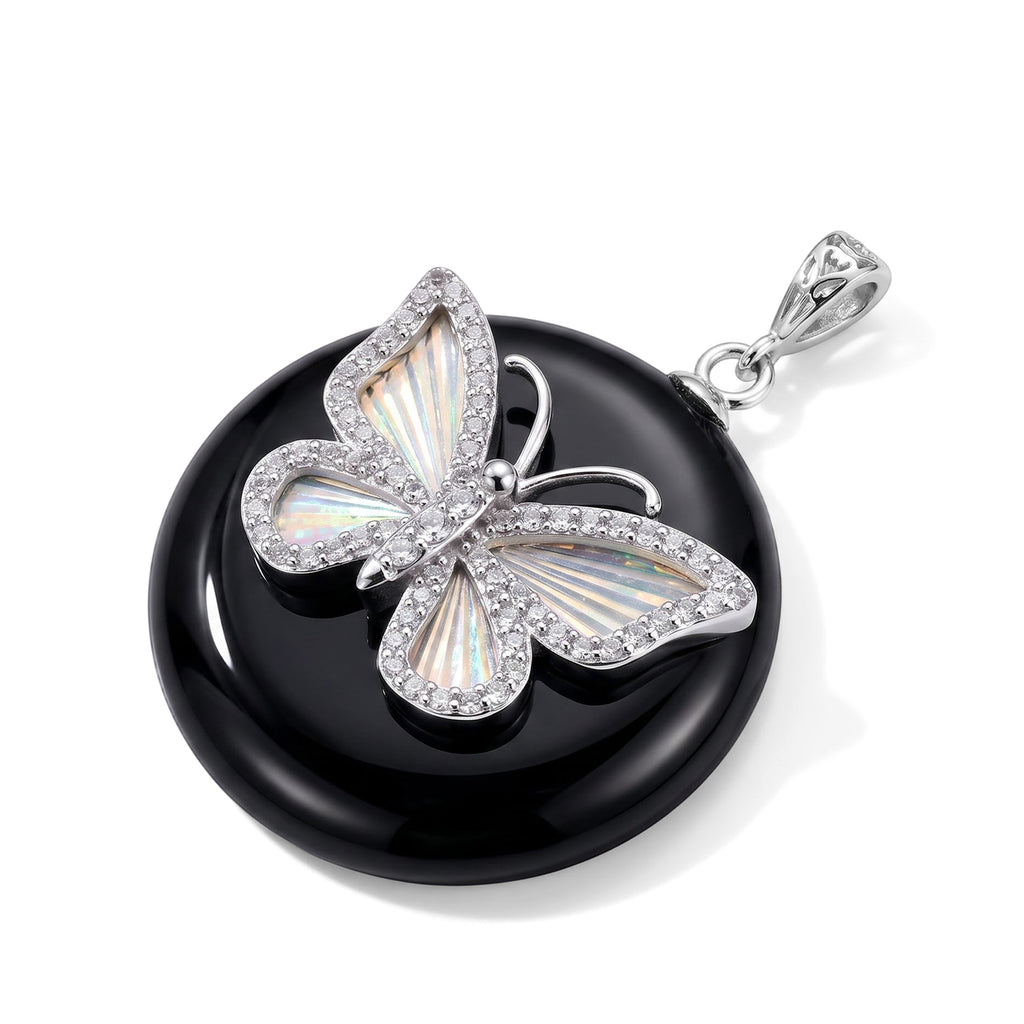 GP Trionfo Kollektion - Schwarze Jade, Blauer Saphir Anhänger 925 Silber Rhodiniert ca. 34.68 ct