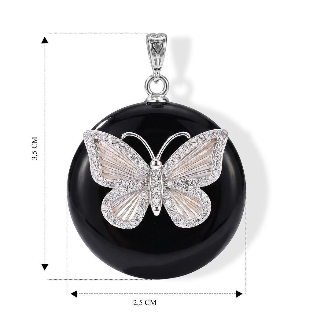 GP Trionfo Kollektion - Schwarze Jade, Blauer Saphir Anhänger 925 Silber Rhodiniert ca. 34.68 ct