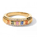 EVER TRUE Mehrfarbig Saphir, Weißer Zirkon Ring Reine Bronze (Größe 17.00) ca. 0,95 ct