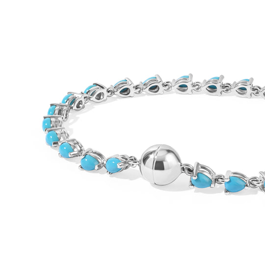 D'Joy Sleeping Beauty Türkis Armband ca. 19 cm 925 Silber Rhodiniert ca. 4,54 ct.