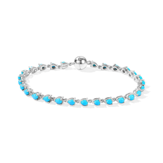 D'Joy Sleeping Beauty Türkis Armband ca. 19 cm 925 Silber Rhodiniert ca. 4,54 ct.