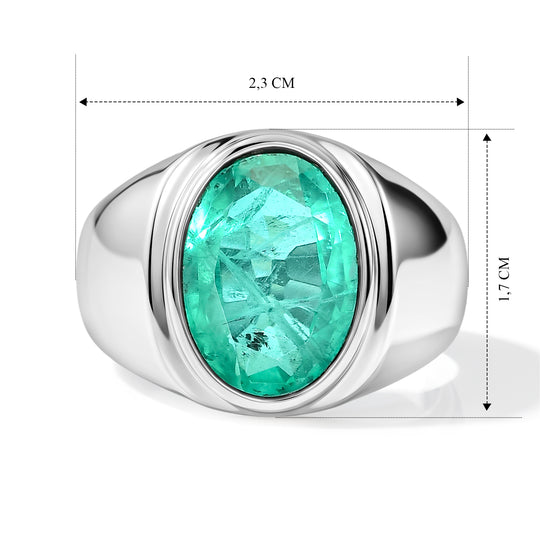 EVER TRUE Smaragd-Quarz Triplette Ring 316L Edelstahl (Größe 18.00) ca. 6,58 ct