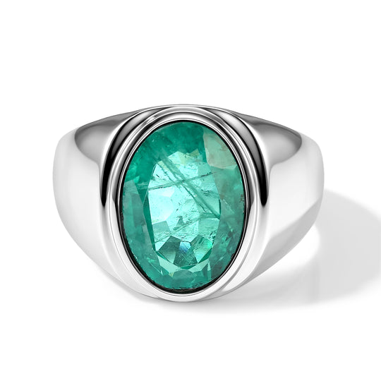 EVER TRUE Smaragd-Quarz Triplette Ring 316L Edelstahl (Größe 18.00) ca. 6,58 ct