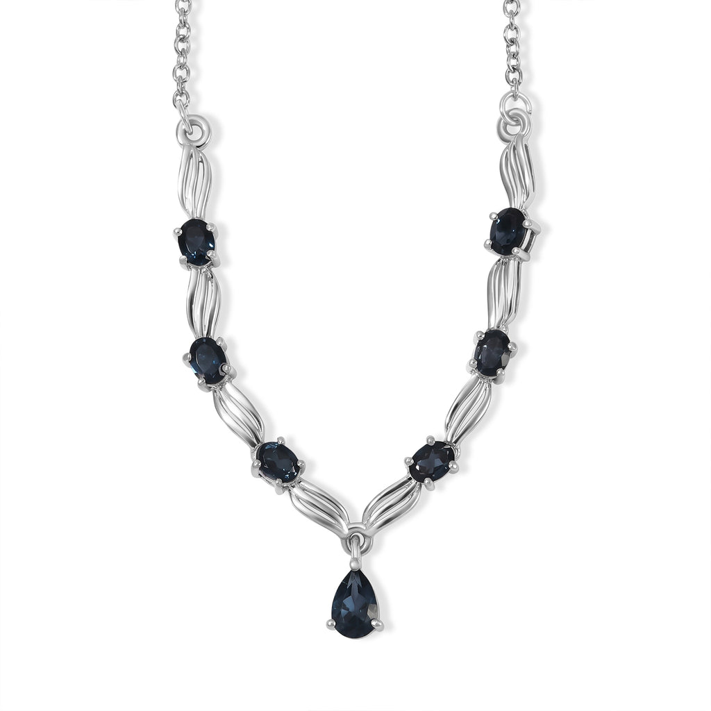EVER TRUE London Blau Topas Halskette ca. 50 cm Reine Bronze ca. 1,71 ct.