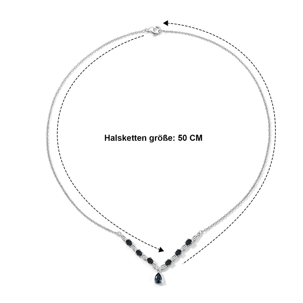 EVER TRUE London Blau Topas Halskette ca. 50 cm Reine Bronze ca. 1,71 ct.