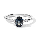D'Joy London Blau Topas, Lab Grown Diamant Ring 925 Silber Platiniert (Größe 16.00) ca. 0,98 ct