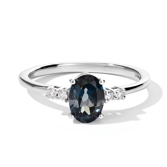 D'Joy London Blau Topas, Lab Grown Diamant Ring 925 Silber Platiniert (Größe 20.00) ca. 0,98 ct