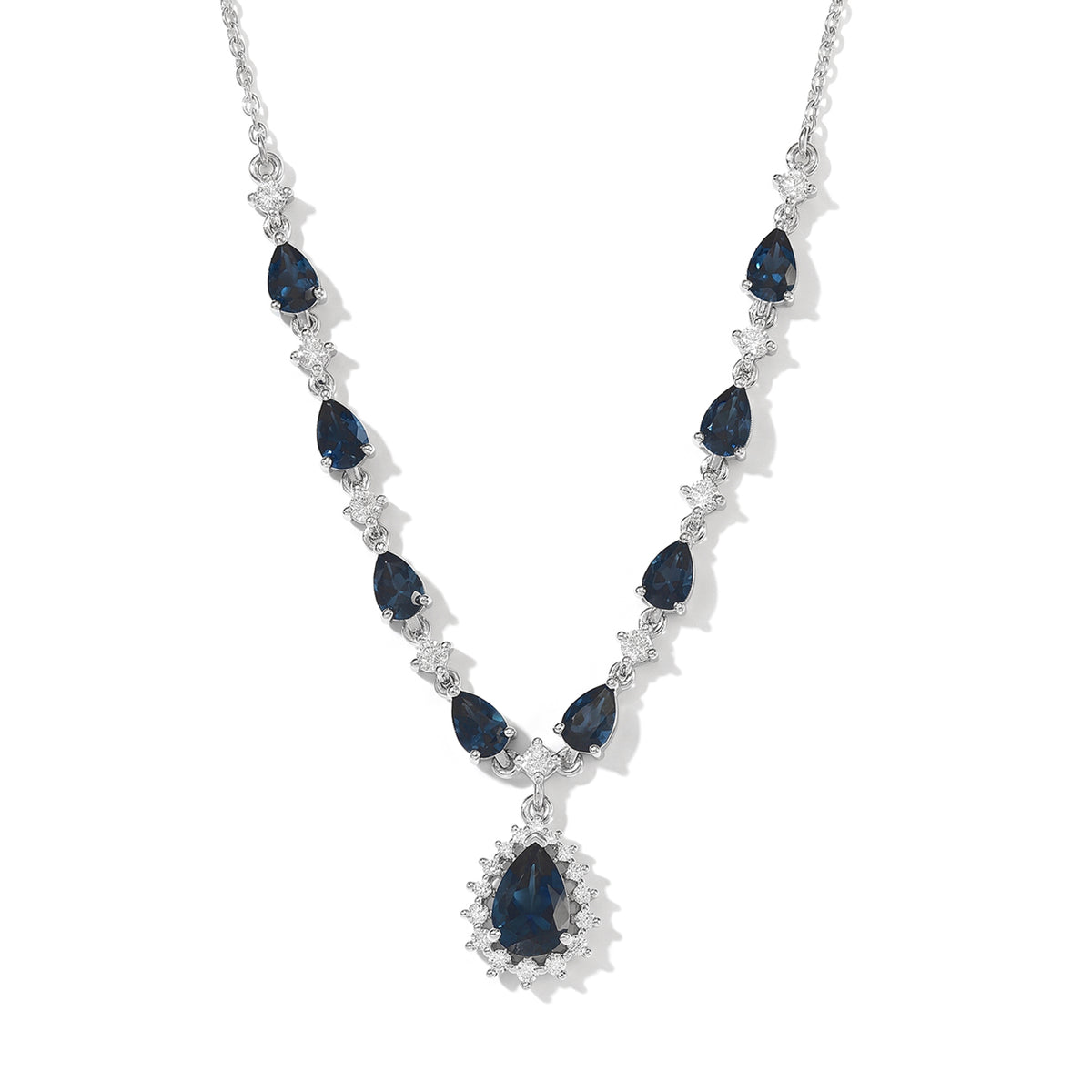 D'Joy AA London Blau Topas Halskette ca. 50 cm 925 Silber Rhodiniert ca. 5,95 ct.